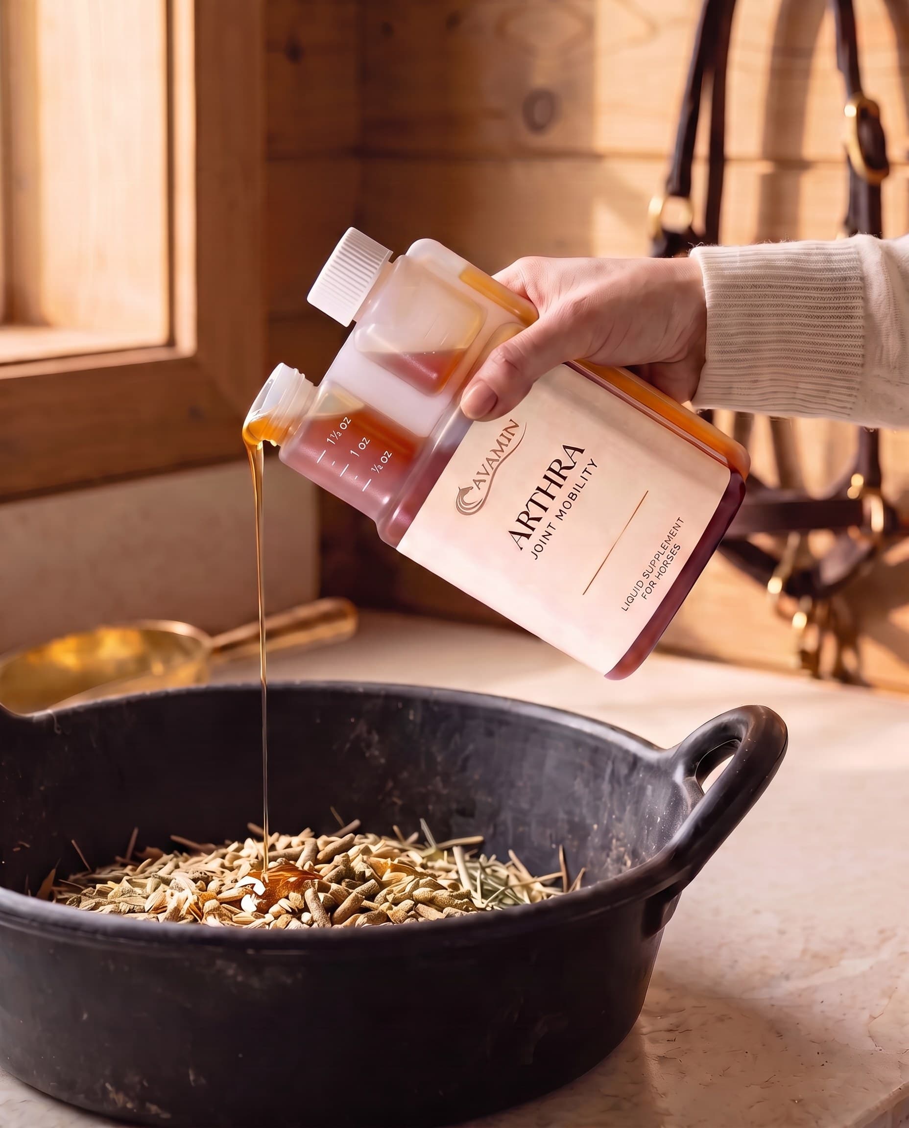 Cavamin poured over the feed